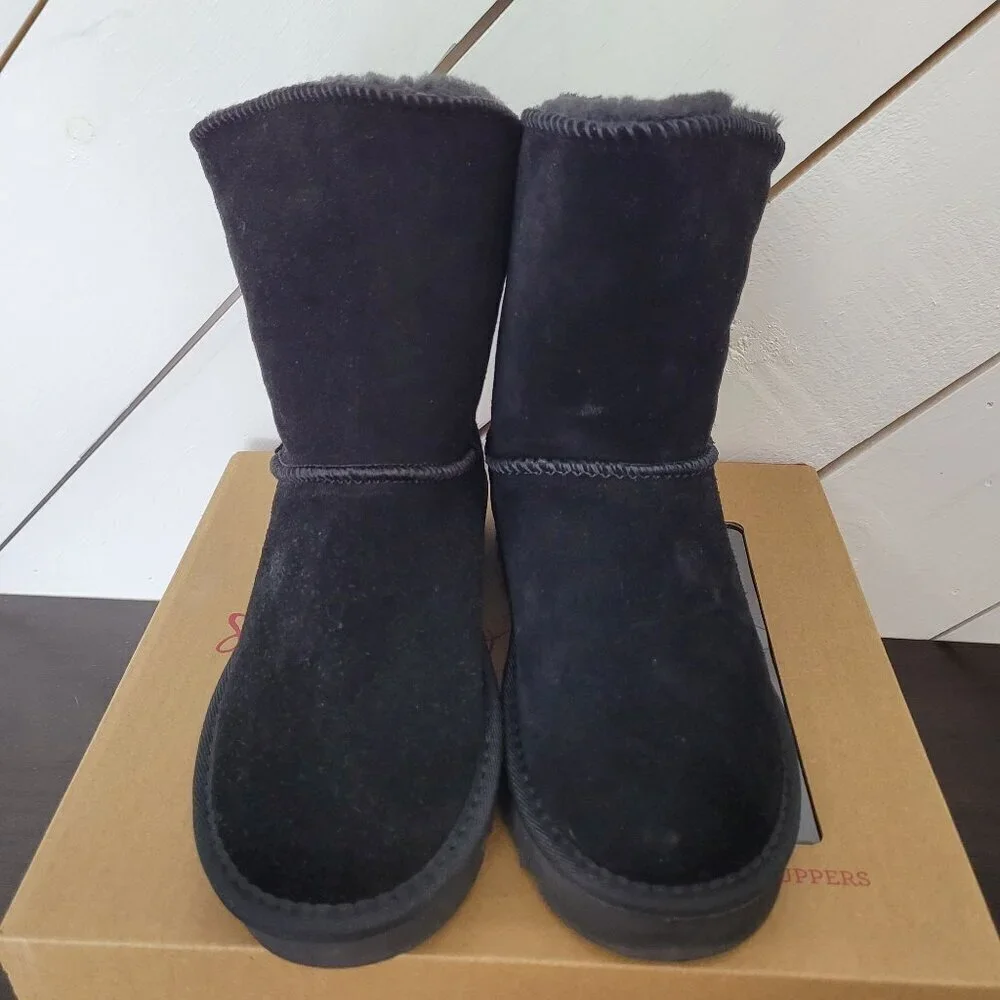NEW Style & Co Teenyy Genuine Suede Winter Boots  Faux Fur Lining Black Size 7M